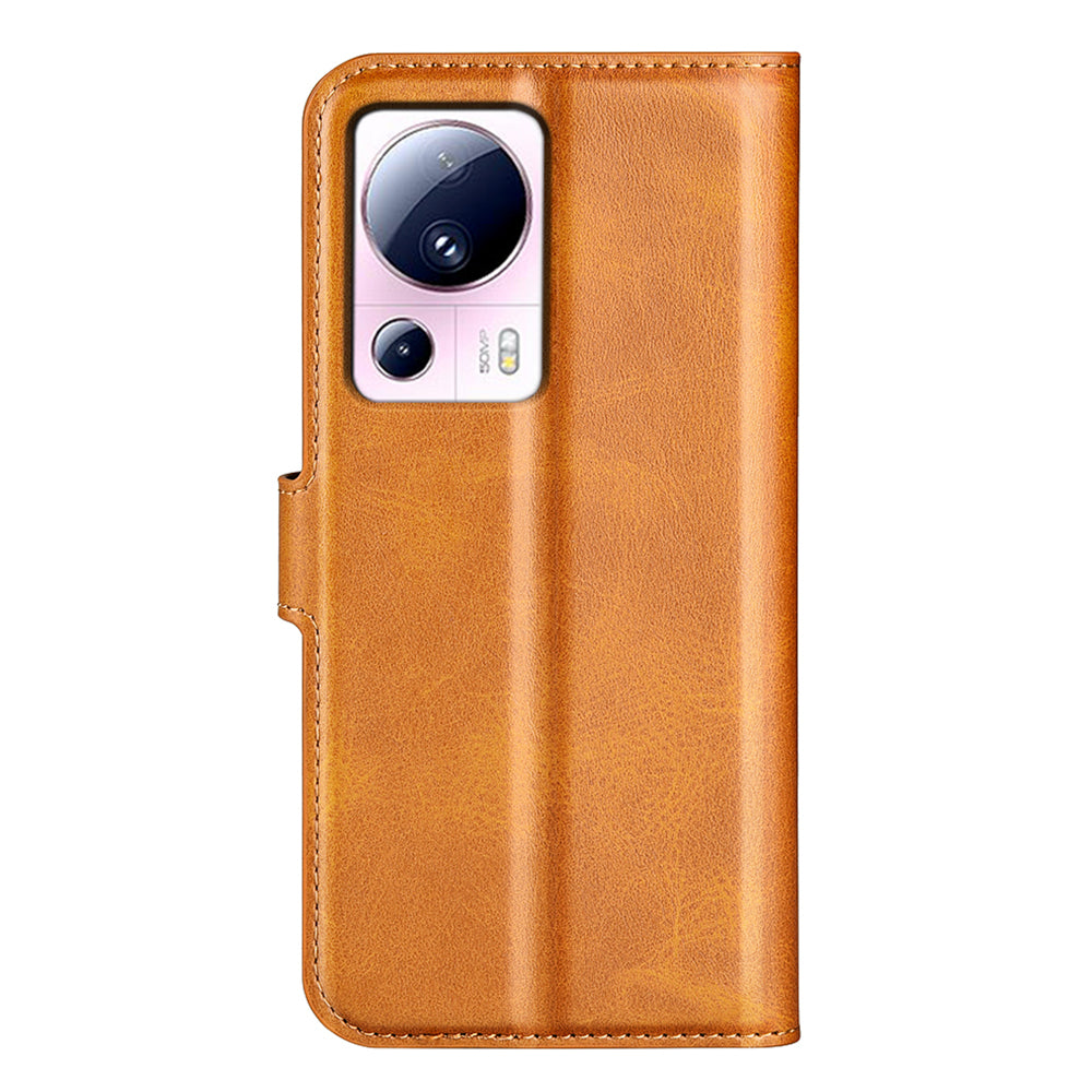 For Xiaomi 13 Lite / Civi 2 5G Square Clasp Leather Phone Case Calf Texture Wallet Stand Anti-drop Cover