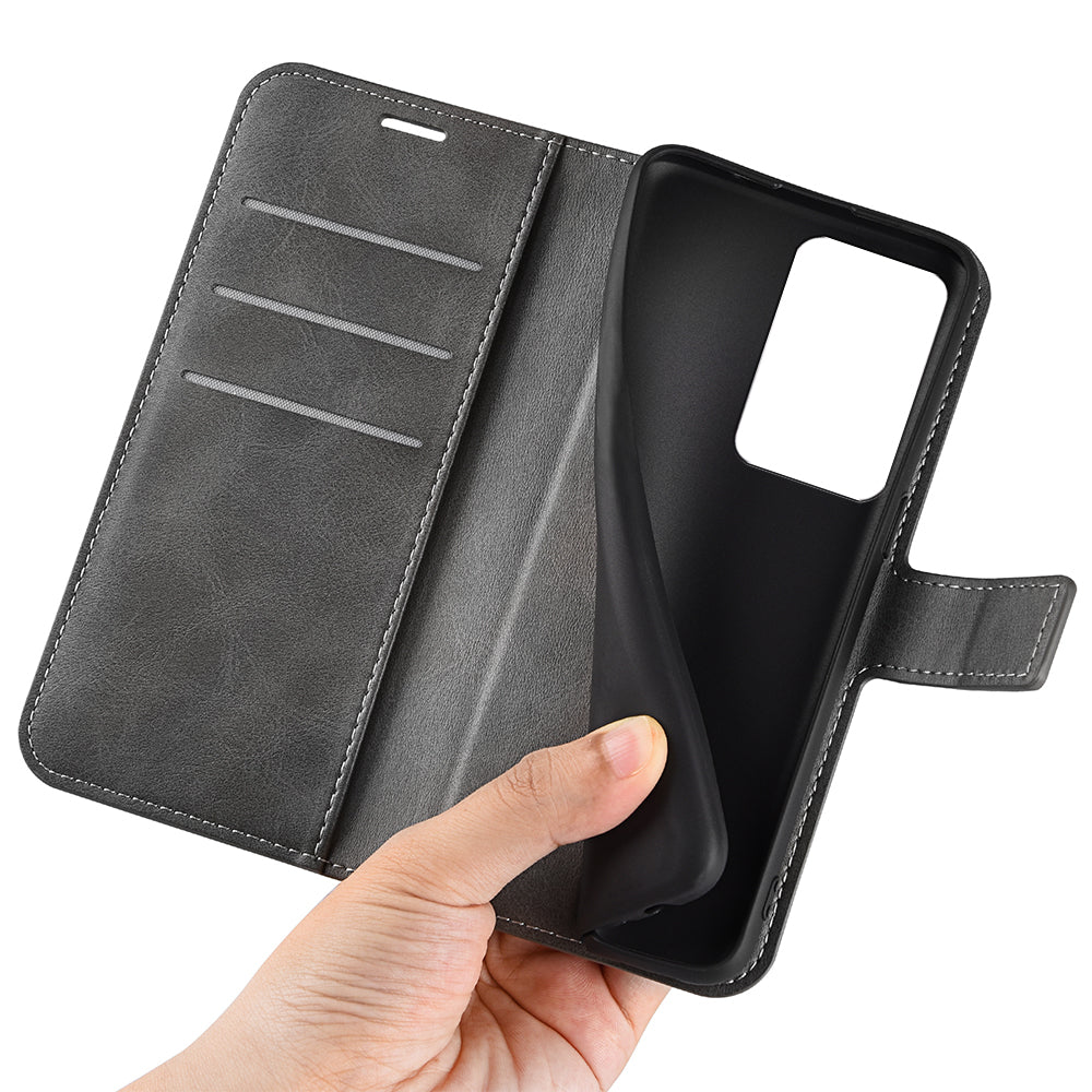 For Xiaomi 13 Lite / Civi 2 5G Square Clasp Leather Phone Case Calf Texture Wallet Stand Anti-drop Cover