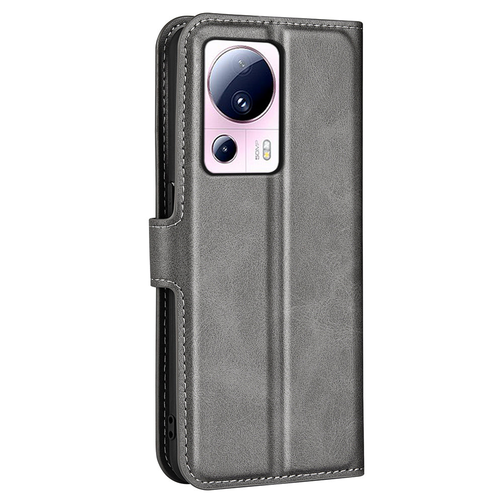 For Xiaomi 13 Lite / Civi 2 5G Square Clasp Leather Phone Case Calf Texture Wallet Stand Anti-drop Cover