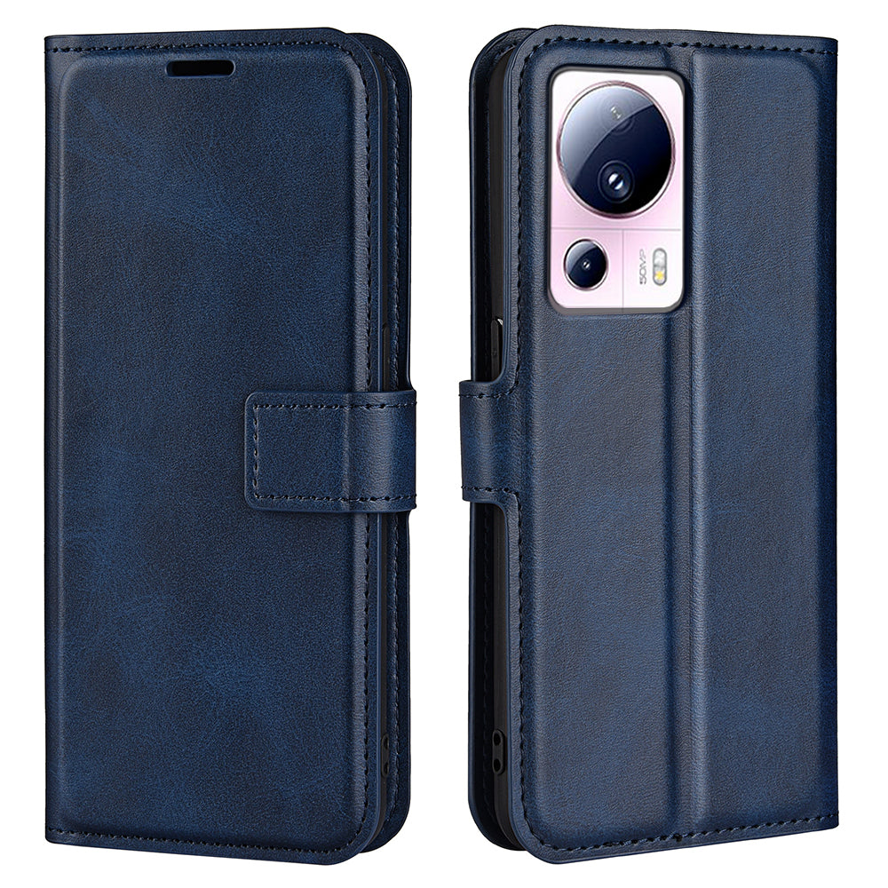For Xiaomi 13 Lite / Civi 2 5G Square Clasp Leather Phone Case Calf Texture Wallet Stand Anti-drop Cover