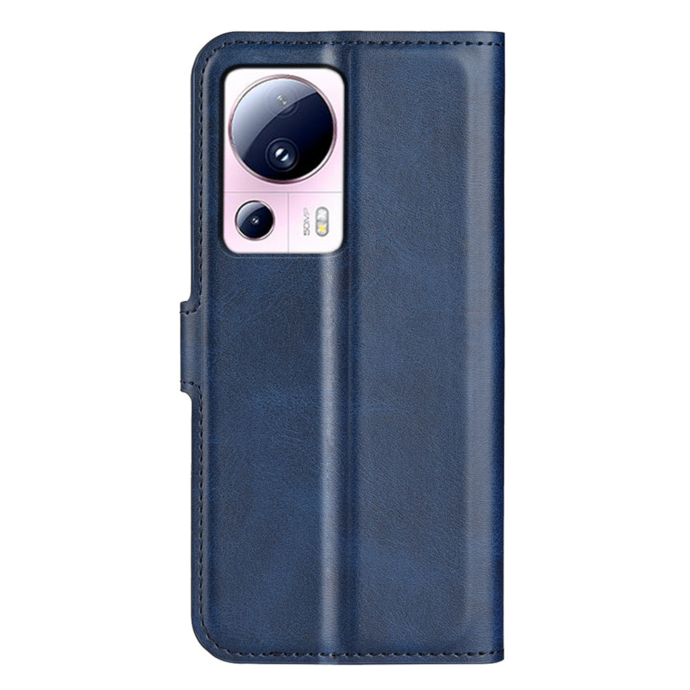 For Xiaomi 13 Lite / Civi 2 5G Square Clasp Leather Phone Case Calf Texture Wallet Stand Anti-drop Cover