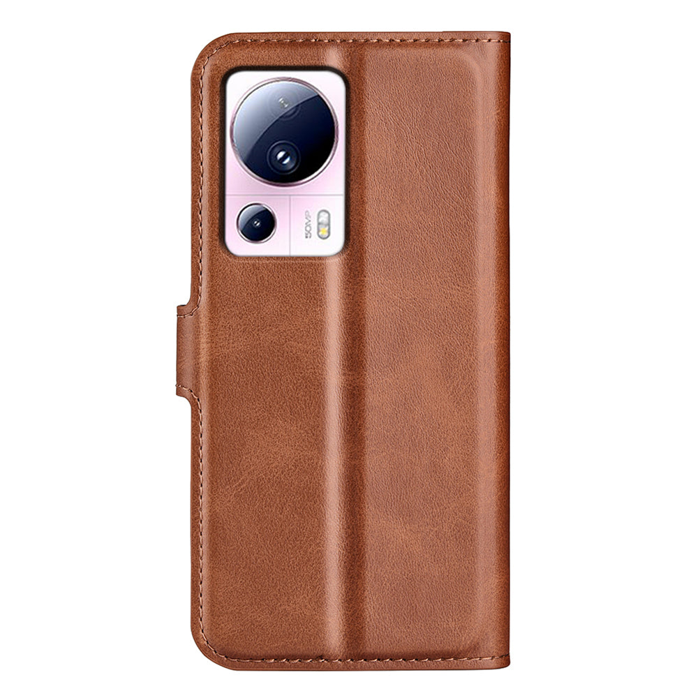For Xiaomi 13 Lite / Civi 2 5G Square Clasp Leather Phone Case Calf Texture Wallet Stand Anti-drop Cover