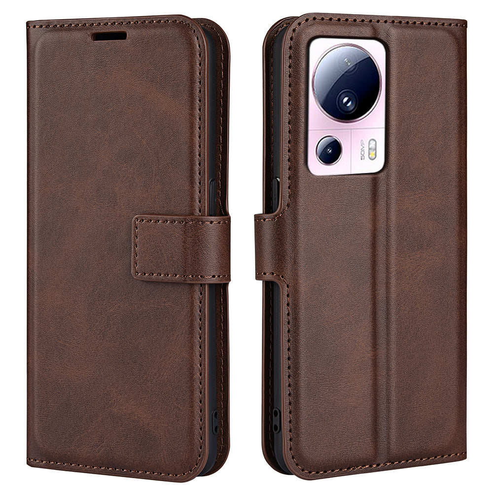 For Xiaomi 13 Lite / Civi 2 5G Square Clasp Leather Phone Case Calf Texture Wallet Stand Anti-drop Cover