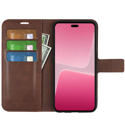 For Xiaomi 13 Lite / Civi 2 5G Square Clasp Leather Phone Case Calf Texture Wallet Stand Anti-drop Cover
