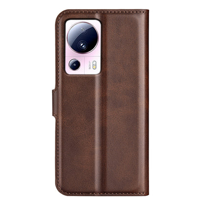 For Xiaomi 13 Lite / Civi 2 5G Square Clasp Leather Phone Case Calf Texture Wallet Stand Anti-drop Cover