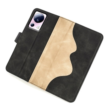 For Xiaomi 13 Lite / Civi 2 5G Dual Color Splicing Shockproof Cover Leather Wallet Stand Phone Case