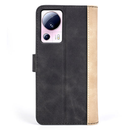 For Xiaomi 13 Lite / Civi 2 5G Dual Color Splicing Shockproof Cover Leather Wallet Stand Phone Case