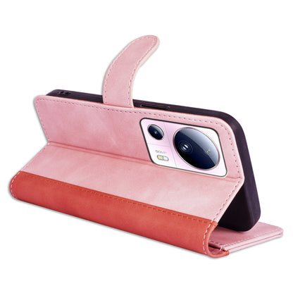 For Xiaomi 13 Lite / Civi 2 5G Dual Color Splicing Shockproof Cover Leather Wallet Stand Phone Case