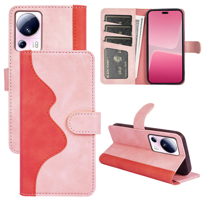 For Xiaomi 13 Lite / Civi 2 5G Dual Color Splicing Shockproof Cover Leather Wallet Stand Phone Case