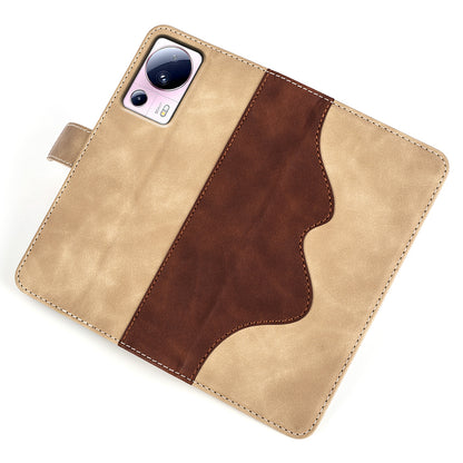 For Xiaomi 13 Lite / Civi 2 5G Dual Color Splicing Shockproof Cover Leather Wallet Stand Phone Case