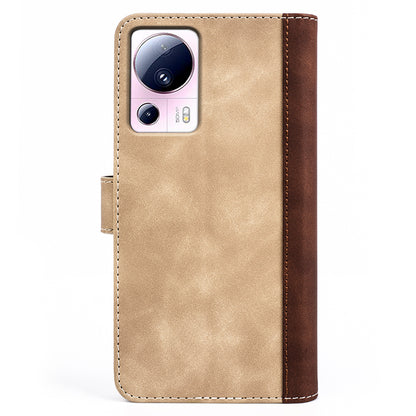 For Xiaomi 13 Lite / Civi 2 5G Dual Color Splicing Shockproof Cover Leather Wallet Stand Phone Case