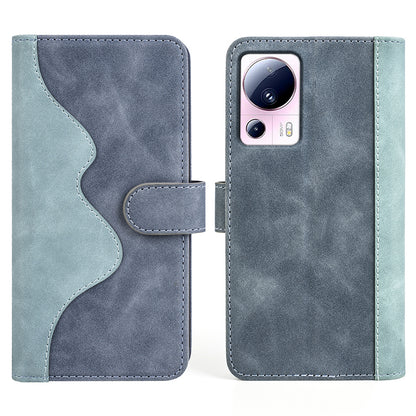 For Xiaomi 13 Lite / Civi 2 5G Dual Color Splicing Shockproof Cover Leather Wallet Stand Phone Case