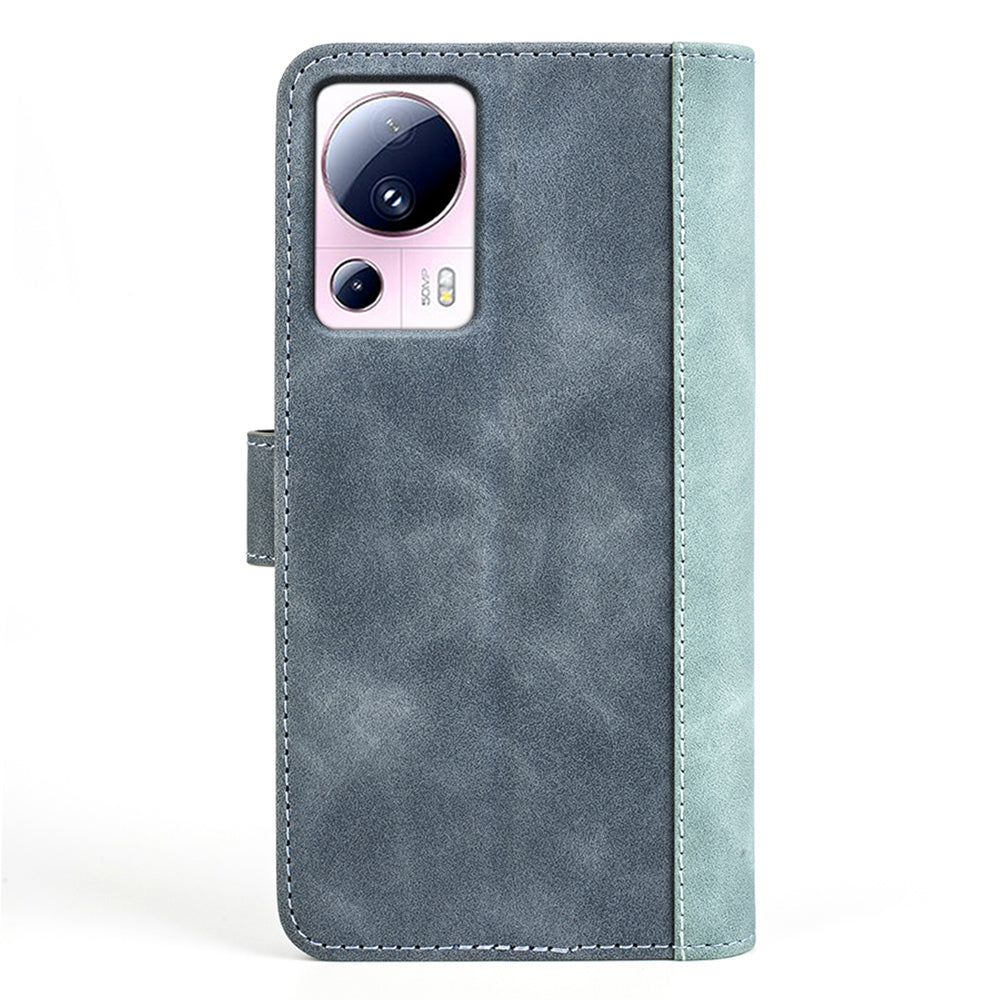 For Xiaomi 13 Lite / Civi 2 5G Dual Color Splicing Shockproof Cover Leather Wallet Stand Phone Case