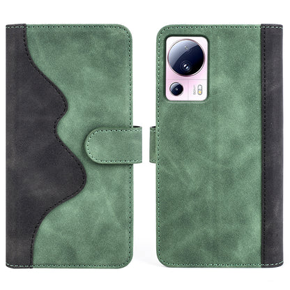 For Xiaomi 13 Lite / Civi 2 5G Dual Color Splicing Shockproof Cover Leather Wallet Stand Phone Case