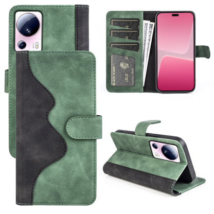 For Xiaomi 13 Lite / Civi 2 5G Dual Color Splicing Shockproof Cover Leather Wallet Stand Phone Case