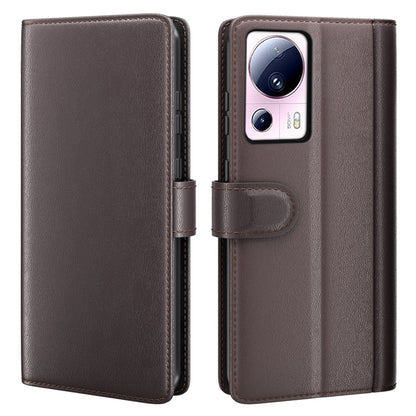 For Xiaomi 13 Lite / Civi 2 5G Flip Stand Dorp-proof Cover Genuine Cow Leather Wallet Phone Case