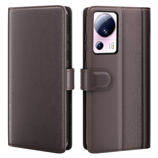 For Xiaomi 13 Lite / Civi 2 5G Flip Stand Dorp-proof Cover Genuine Cow Leather Wallet Phone Case