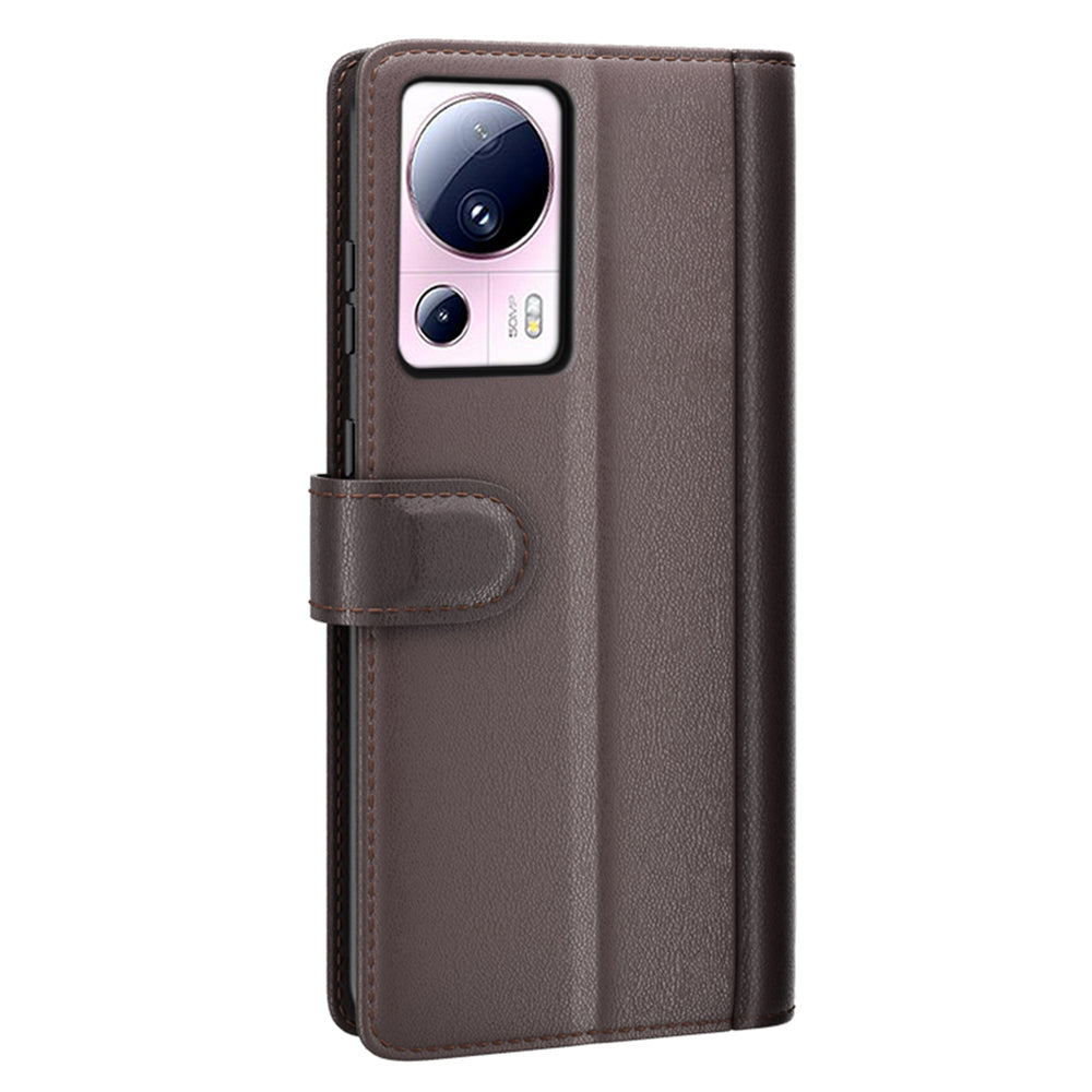 For Xiaomi 13 Lite / Civi 2 5G Flip Stand Dorp-proof Cover Genuine Cow Leather Wallet Phone Case