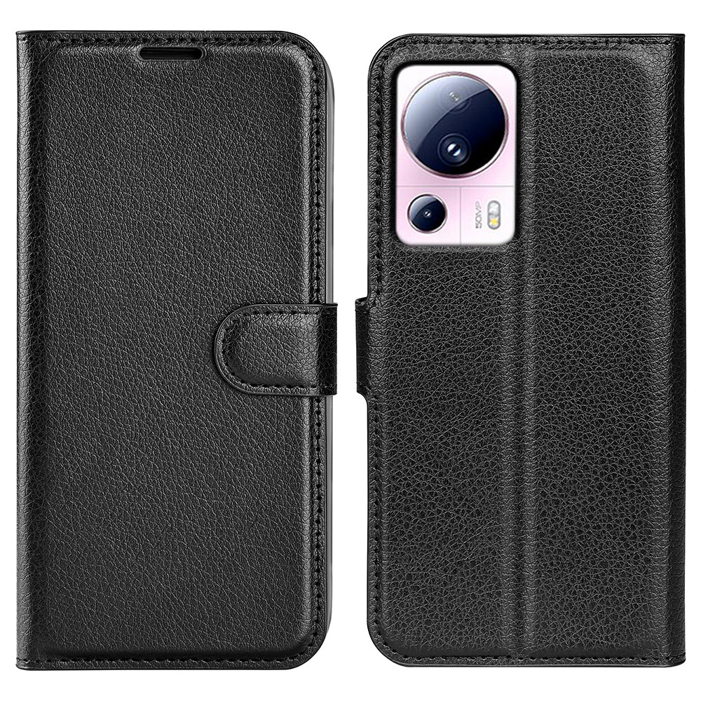 PU Leather Shell for Xiaomi 13 Lite / Civi 2 5G Litchi Texture Phone Case Wallet Stand Flip Cover