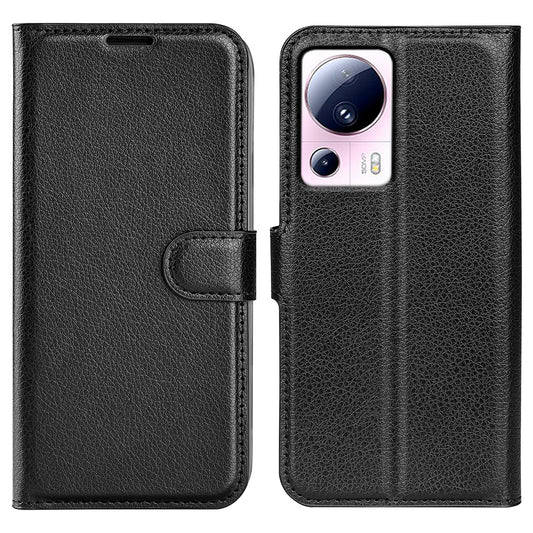 PU Leather Shell for Xiaomi 13 Lite / Civi 2 5G Litchi Texture Phone Case Wallet Stand Flip Cover