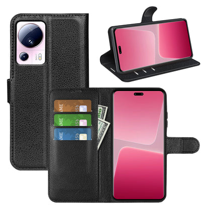 PU Leather Shell for Xiaomi 13 Lite / Civi 2 5G Litchi Texture Phone Case Wallet Stand Flip Cover