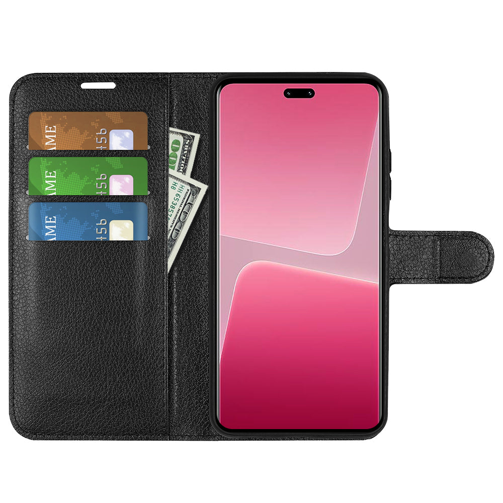 PU Leather Shell for Xiaomi 13 Lite / Civi 2 5G Litchi Texture Phone Case Wallet Stand Flip Cover