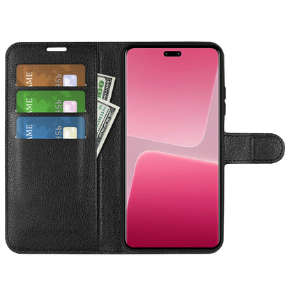 PU Leather Shell for Xiaomi 13 Lite / Civi 2 5G Litchi Texture Phone Case Wallet Stand Flip Cover