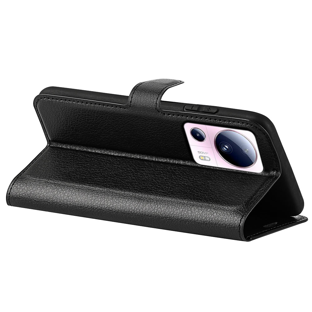 PU Leather Shell for Xiaomi 13 Lite / Civi 2 5G Litchi Texture Phone Case Wallet Stand Flip Cover