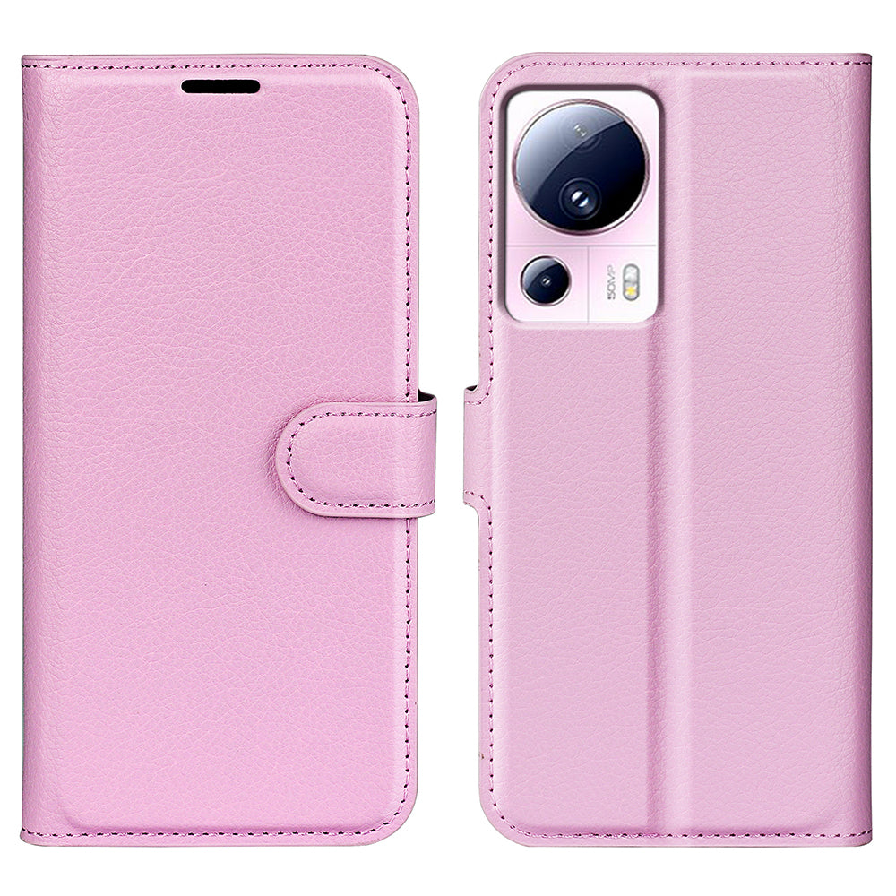 PU Leather Shell for Xiaomi 13 Lite / Civi 2 5G Litchi Texture Phone Case Wallet Stand Flip Cover