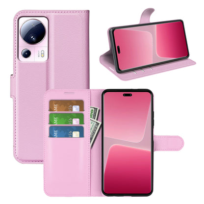 PU Leather Shell for Xiaomi 13 Lite / Civi 2 5G Litchi Texture Phone Case Wallet Stand Flip Cover