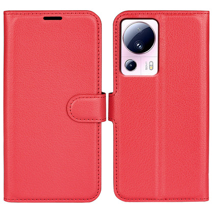 PU Leather Shell for Xiaomi 13 Lite / Civi 2 5G Litchi Texture Phone Case Wallet Stand Flip Cover