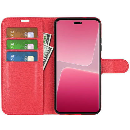PU Leather Shell for Xiaomi 13 Lite / Civi 2 5G Litchi Texture Phone Case Wallet Stand Flip Cover
