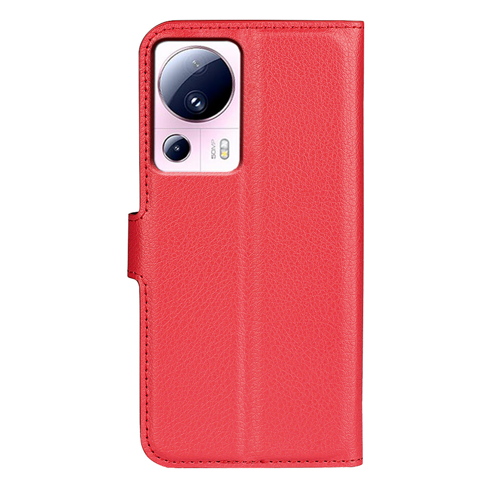 PU Leather Shell for Xiaomi 13 Lite / Civi 2 5G Litchi Texture Phone Case Wallet Stand Flip Cover