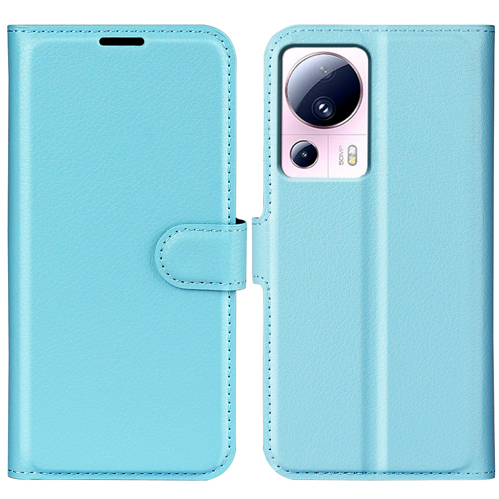 PU Leather Shell for Xiaomi 13 Lite / Civi 2 5G Litchi Texture Phone Case Wallet Stand Flip Cover