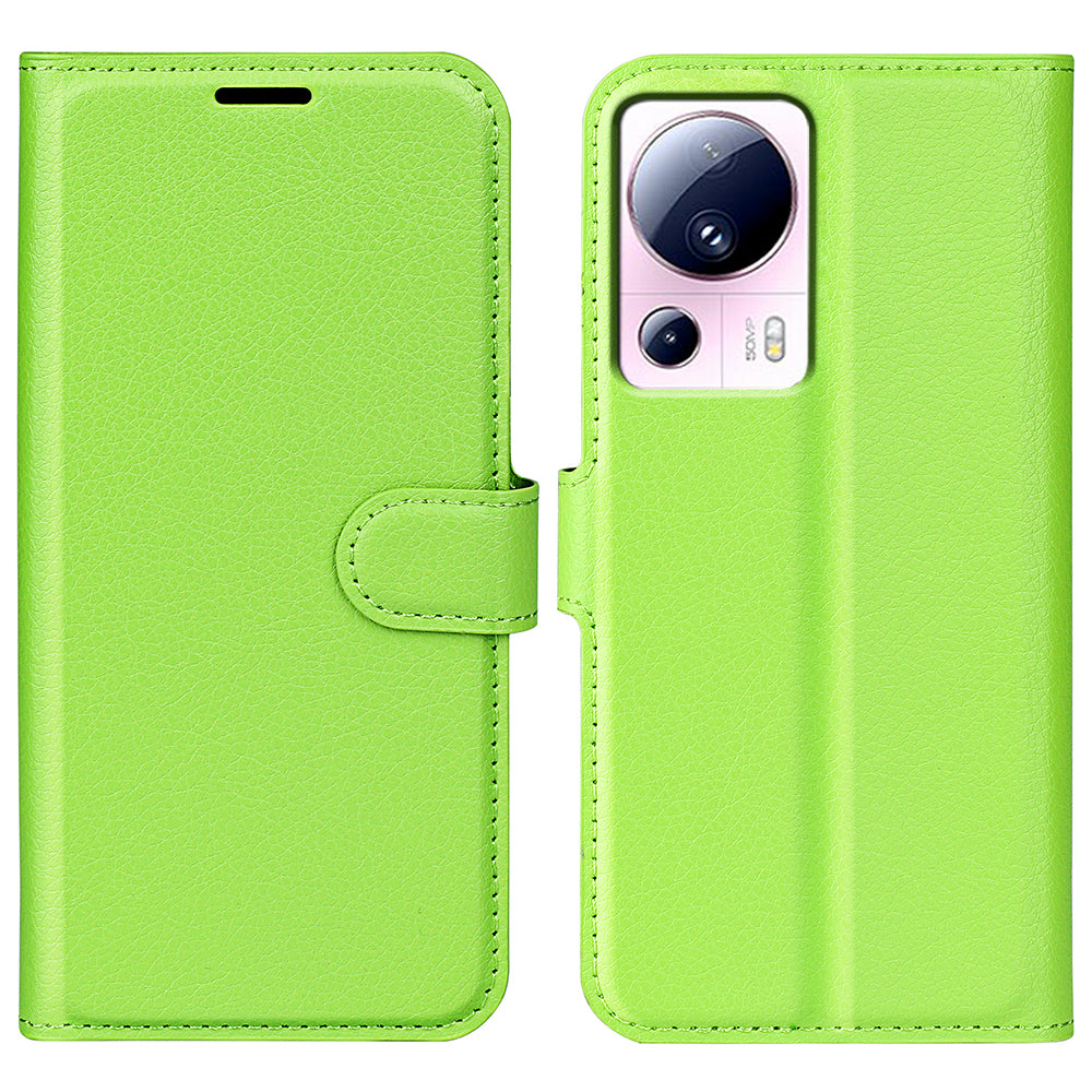 PU Leather Shell for Xiaomi 13 Lite / Civi 2 5G Litchi Texture Phone Case Wallet Stand Flip Cover