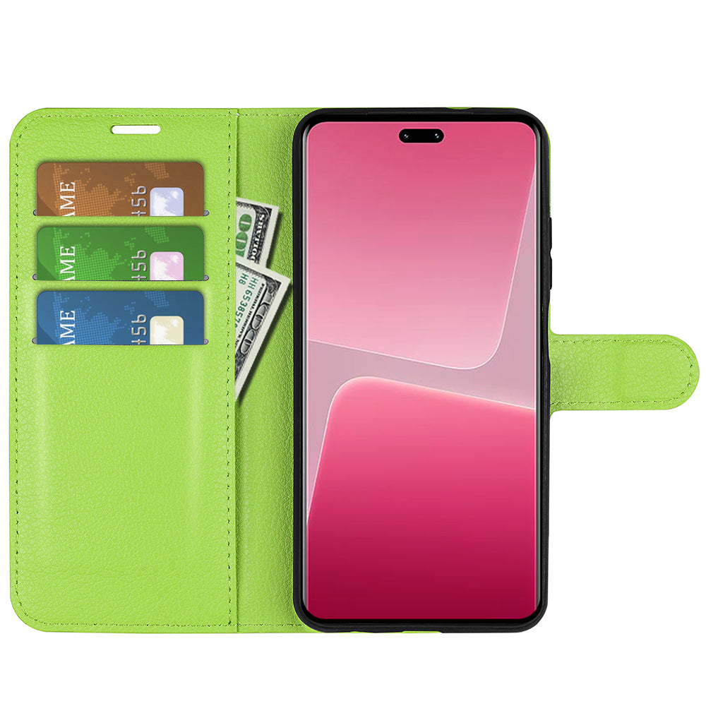 PU Leather Shell for Xiaomi 13 Lite / Civi 2 5G Litchi Texture Phone Case Wallet Stand Flip Cover