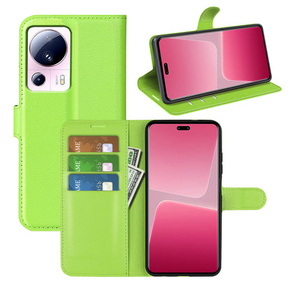 PU Leather Shell for Xiaomi 13 Lite / Civi 2 5G Litchi Texture Phone Case Wallet Stand Flip Cover