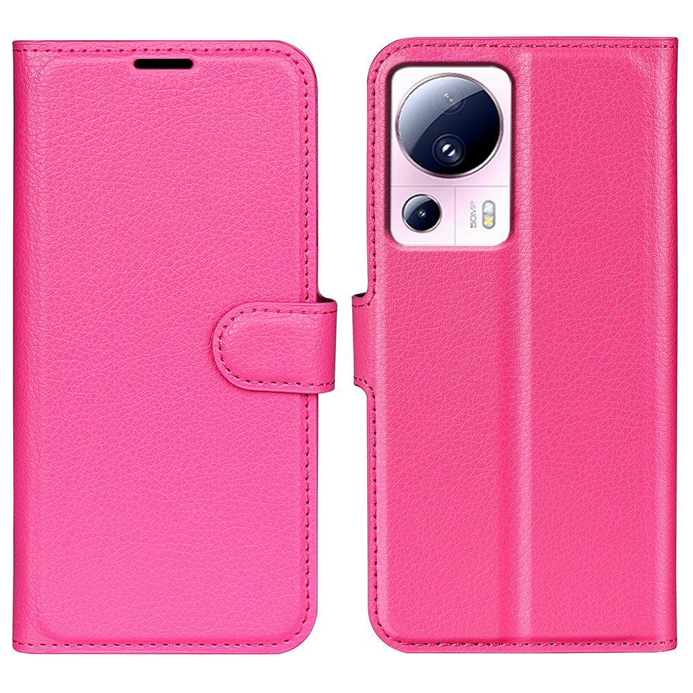 PU Leather Shell for Xiaomi 13 Lite / Civi 2 5G Litchi Texture Phone Case Wallet Stand Flip Cover