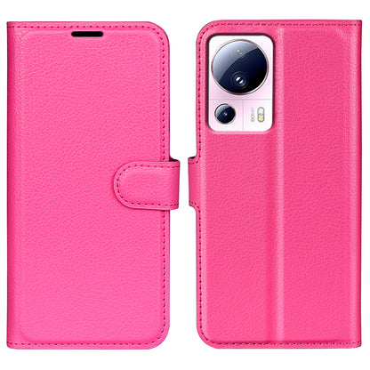 PU Leather Shell for Xiaomi 13 Lite / Civi 2 5G Litchi Texture Phone Case Wallet Stand Flip Cover
