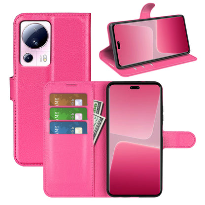 PU Leather Shell for Xiaomi 13 Lite / Civi 2 5G Litchi Texture Phone Case Wallet Stand Flip Cover