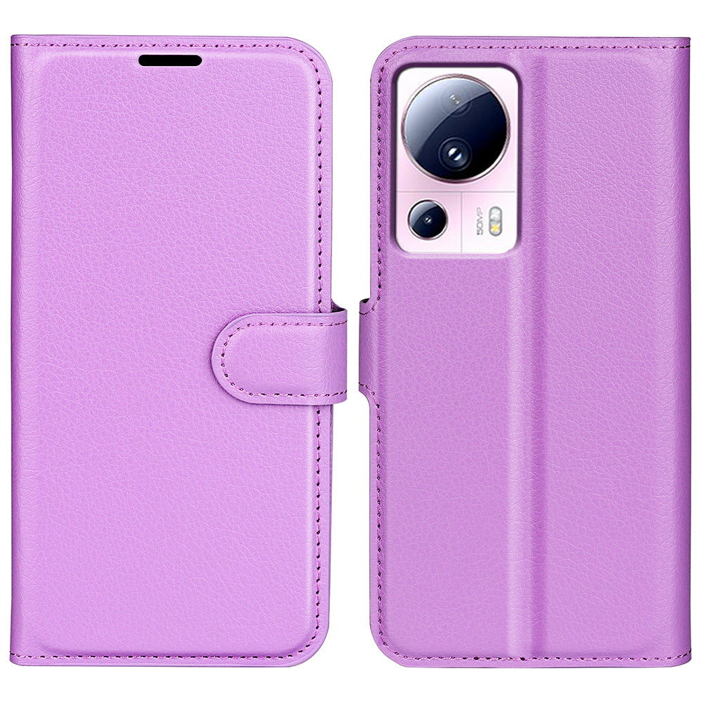 PU Leather Shell for Xiaomi 13 Lite / Civi 2 5G Litchi Texture Phone Case Wallet Stand Flip Cover
