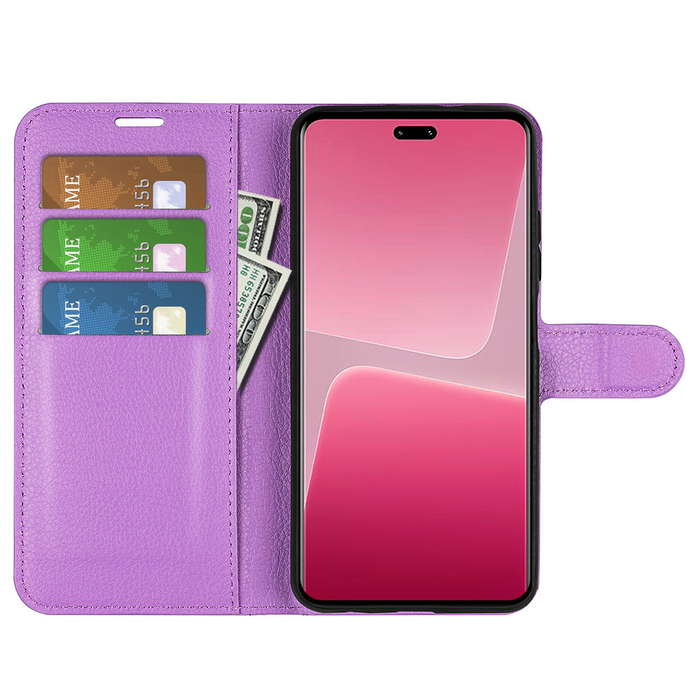 PU Leather Shell for Xiaomi 13 Lite / Civi 2 5G Litchi Texture Phone Case Wallet Stand Flip Cover
