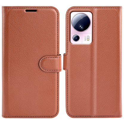 PU Leather Shell for Xiaomi 13 Lite / Civi 2 5G Litchi Texture Phone Case Wallet Stand Flip Cover