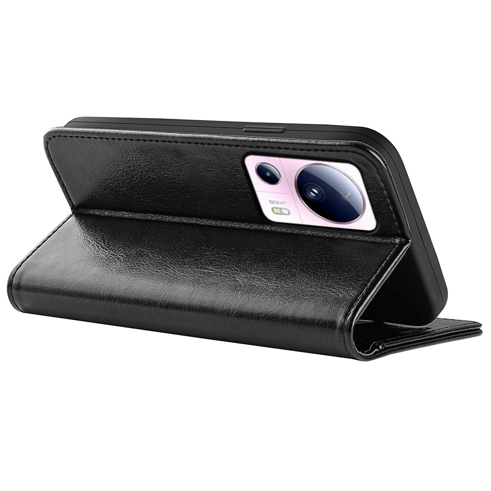 Flip Cover for Xiaomi 13 Lite / Civi 2 5G PU Leather Wallet Crazy Horse Texture Stand Phone Case