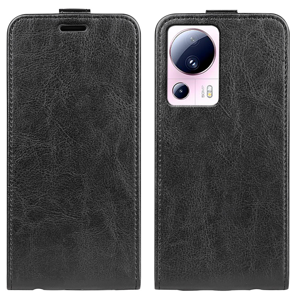 For Xiaomi 13 Lite / Civi 2 5G Card Holder Vertical Flip Phone Case Crazy Horse Texture PU Leather Cover