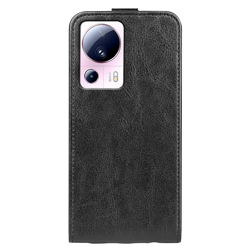 For Xiaomi 13 Lite / Civi 2 5G Card Holder Vertical Flip Phone Case Crazy Horse Texture PU Leather Cover
