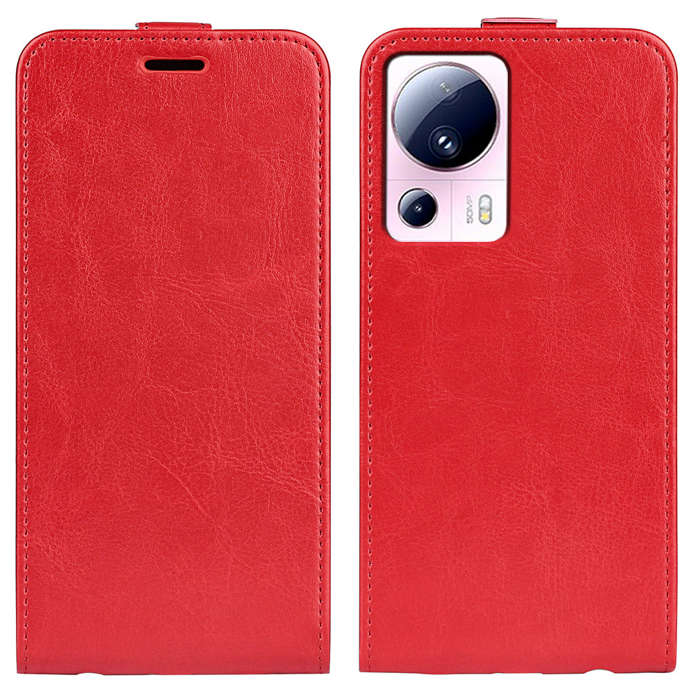 For Xiaomi 13 Lite / Civi 2 5G Card Holder Vertical Flip Phone Case Crazy Horse Texture PU Leather Cover