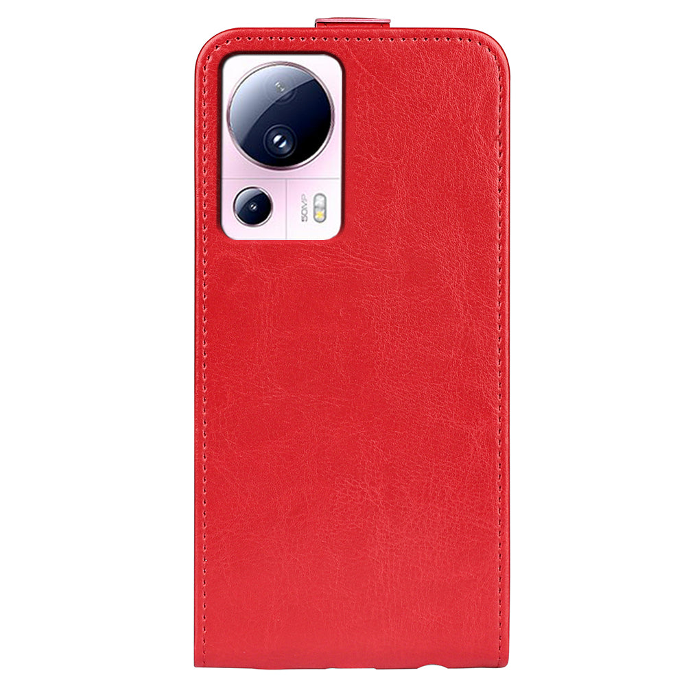 For Xiaomi 13 Lite / Civi 2 5G Card Holder Vertical Flip Phone Case Crazy Horse Texture PU Leather Cover