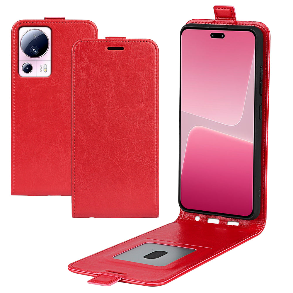 For Xiaomi 13 Lite / Civi 2 5G Card Holder Vertical Flip Phone Case Crazy Horse Texture PU Leather Cover