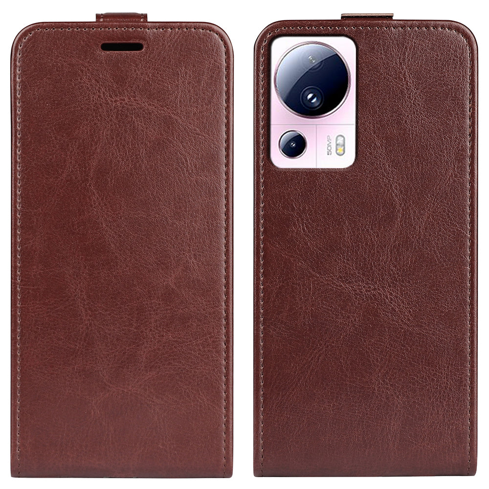 For Xiaomi 13 Lite / Civi 2 5G Card Holder Vertical Flip Phone Case Crazy Horse Texture PU Leather Cover
